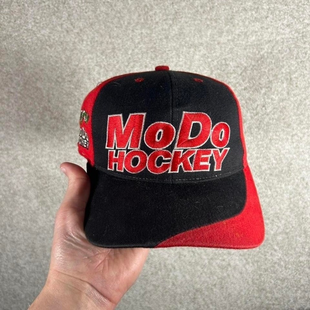 Vintage 90s MoDo hockey Swedish hockey league swirl wool SnapBack hat cap